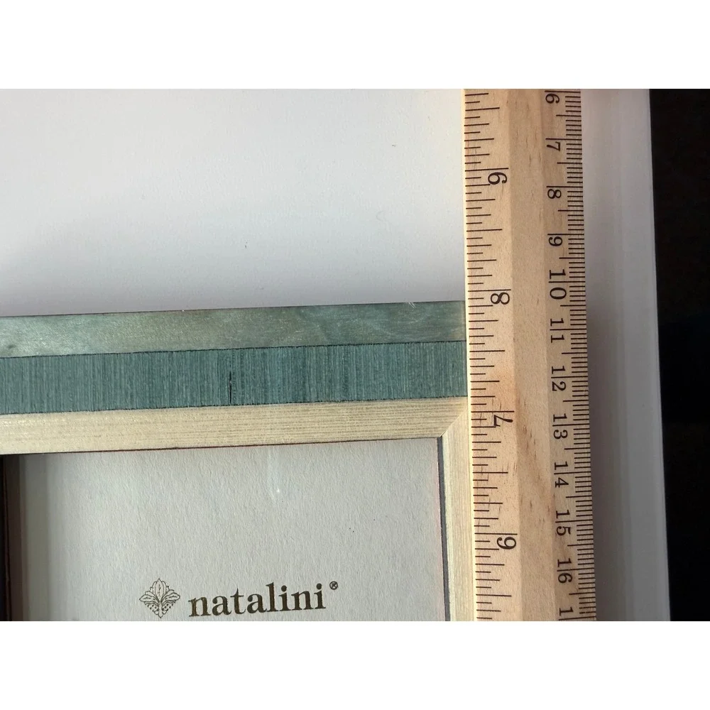 Natalini Wood Marquetry Photo Frame Set 2 Green Teal 4x6 Made in Italy Artisan